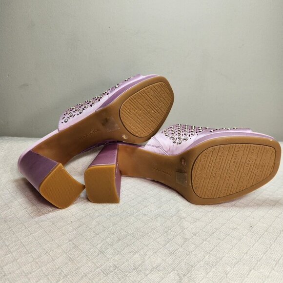 Alex Marie Women's Size 9 M Fabric Laser Cut Violet Rhinestones Heel Sandals 107 - Picture 7 of 9